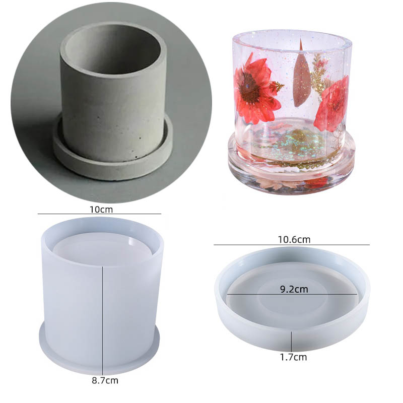 Duże donice ogrodowe z lastryko Forma silikonowa Okrągłe formy betonowe robić doniczki 15 cm Świeca Kubek Żywica Naczynie Forma gipsowa: Ciemnoszary