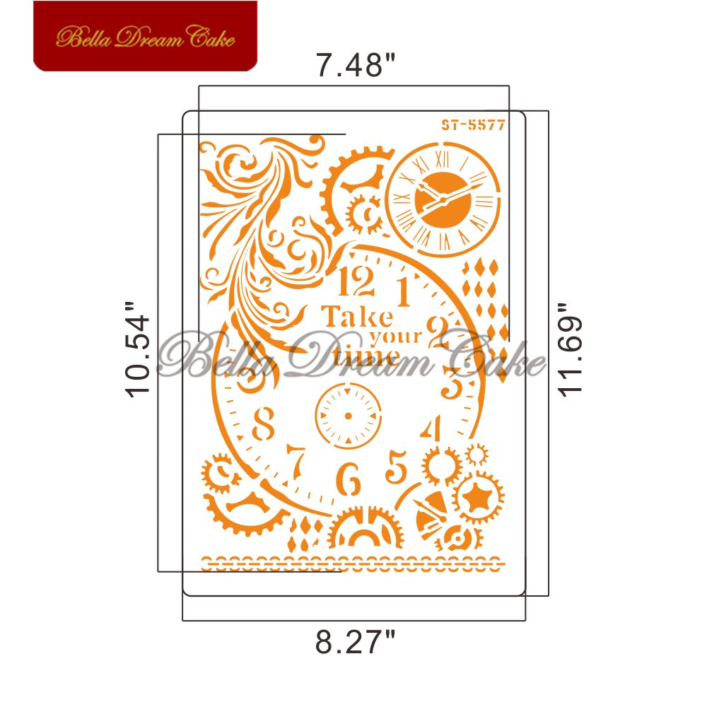 Kopp/klocka/nyckelmönster tårta stencil plast lager stenciler för gör-det-själv scrapbooking rita stenciler heminredningsmall: St -5577