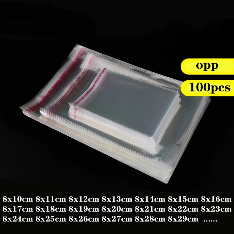 100Stck/8x10-8x32cm transparent selbst-Klebstoff versiegelt tasche OPP kunststoff glas tasche Süssigkeit und schmuck verpackung tasche