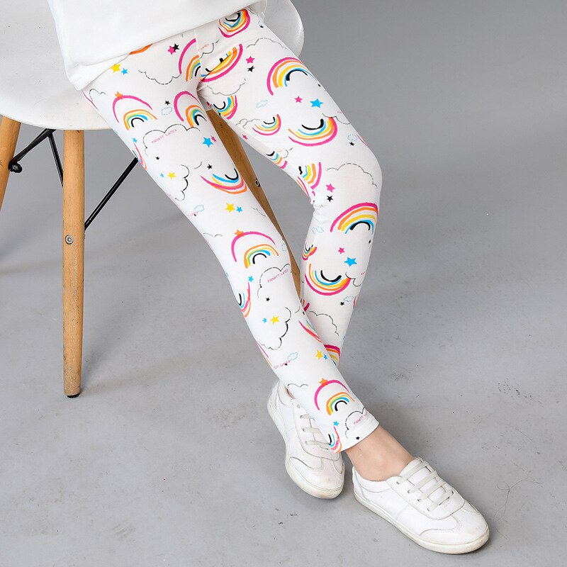 FUNGO Leggings Long Coton Enfant Fille – Pantalon Coloré Extensible Taille Mi-Haute – Tout Confort