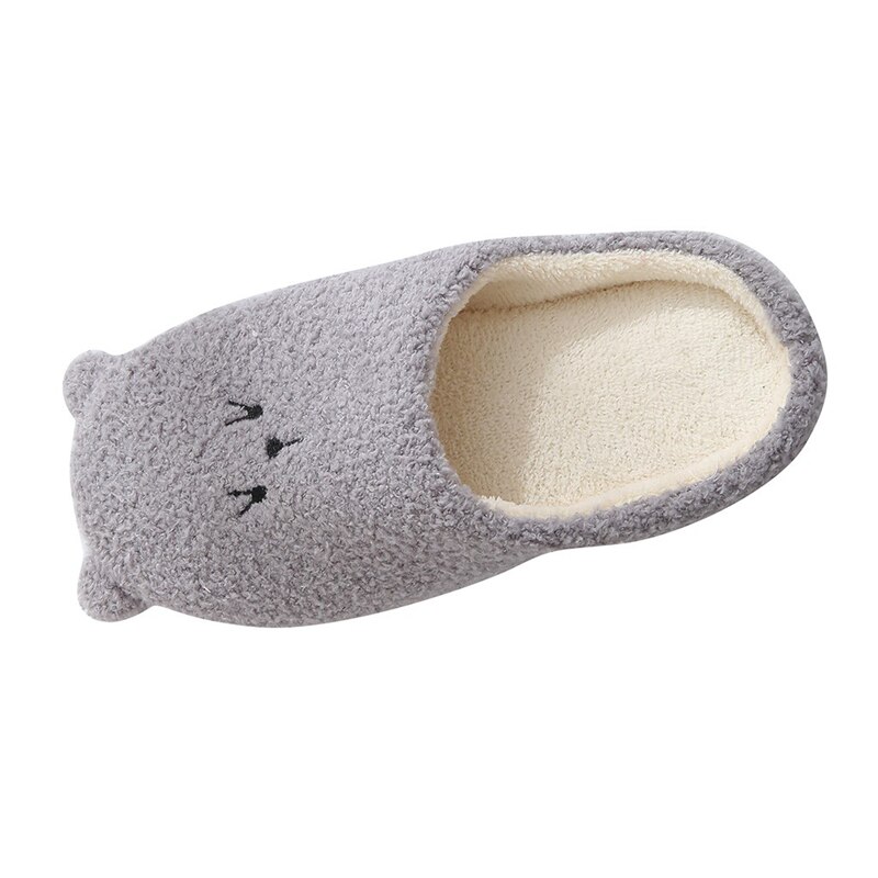 Vrouwen Leuke Cartoon Beer Slippers Winter Warm Flock Slaapkamer Slipper Indoor Platte Schoenen Zachte Pluche Slippers Zapatos De Mujer FN55: gray / 40