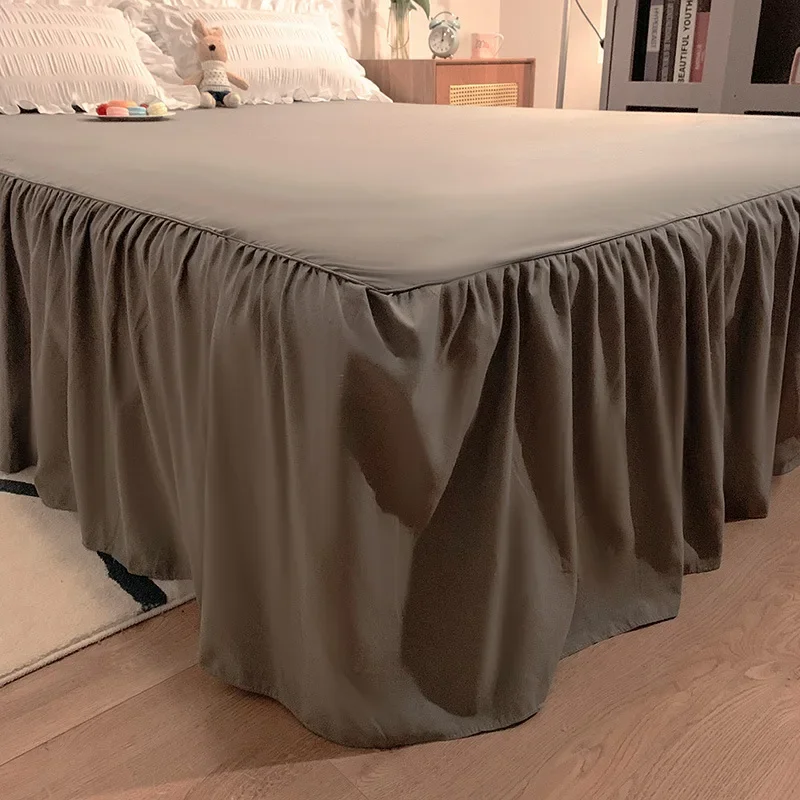 Juego de funda nórdica de Seersucker con volantes rosas, juego de cama gris alternativo suave y ligero de 3/4 piezas con falda de cama y fundas de almohada