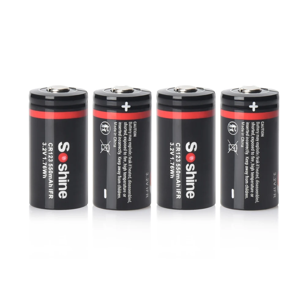 Soshine 16340 550 mAh LiFePO4-Akku RCR123 3,2 V wiederaufladbarer Akku 2000 Zeitentladezyklus für Taschenlampe, Scheinwerfer, Mini-Lüfter: Schwarz
