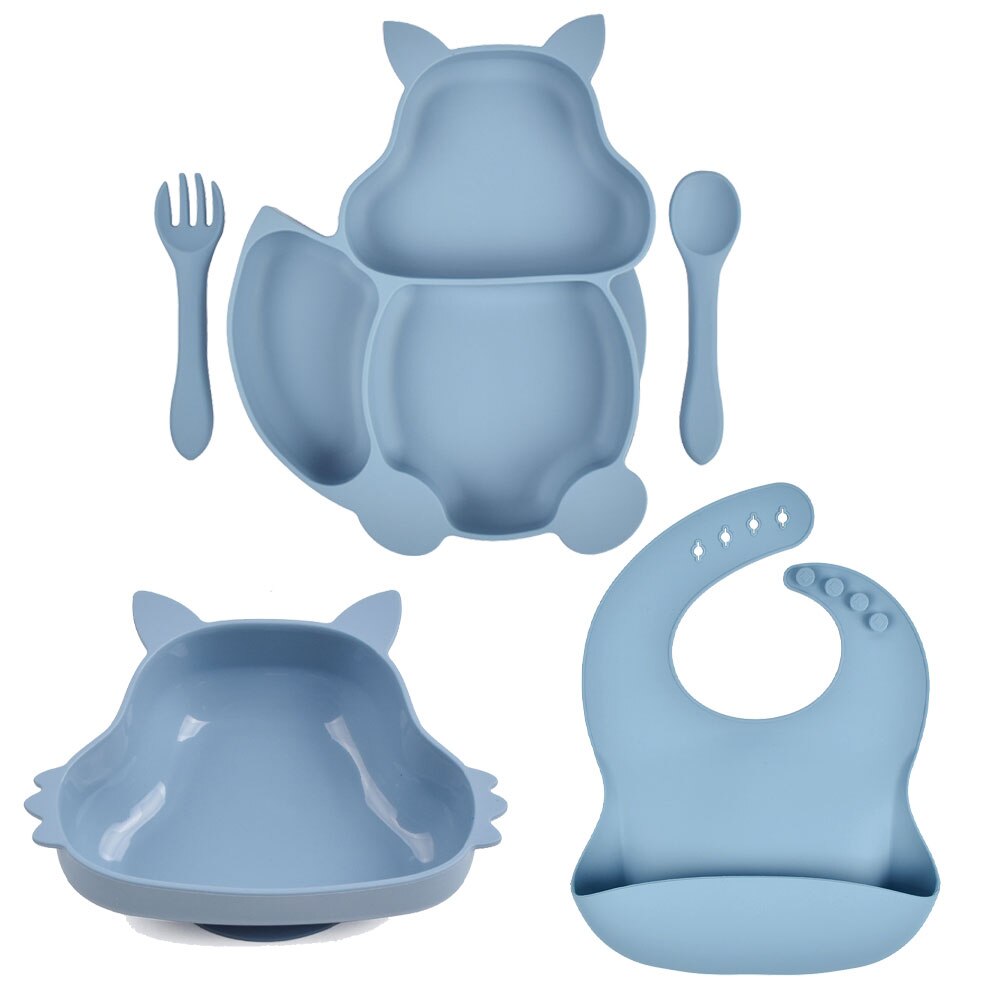 Juego de vajilla de silicona para bebé, platos de grado alimenticio, forma de Animal, plato para niños, sin BPA, antideslizante, 5 unids/set: Y21
