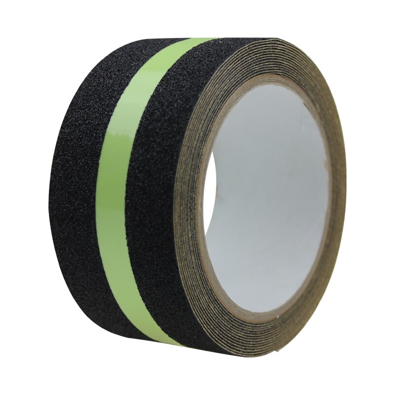Ruban adhésif antidérapant, bande de sécurité lumineuse, brille dans la nuit, bande de préhension antidérapante, bande Abrasive pour escaliers, plancher: Black 5cm x 3m