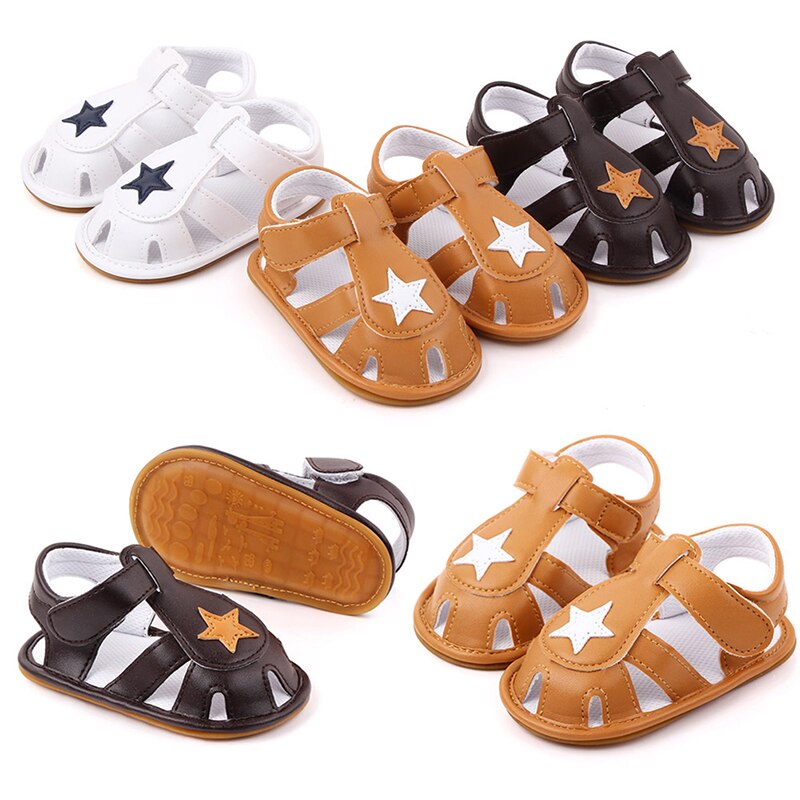 Sommar baby pojkar andas mockasiner halkskydd skor baotou sandaler småbarn mjuka sulor sneakers 0-12 månader dropshipper