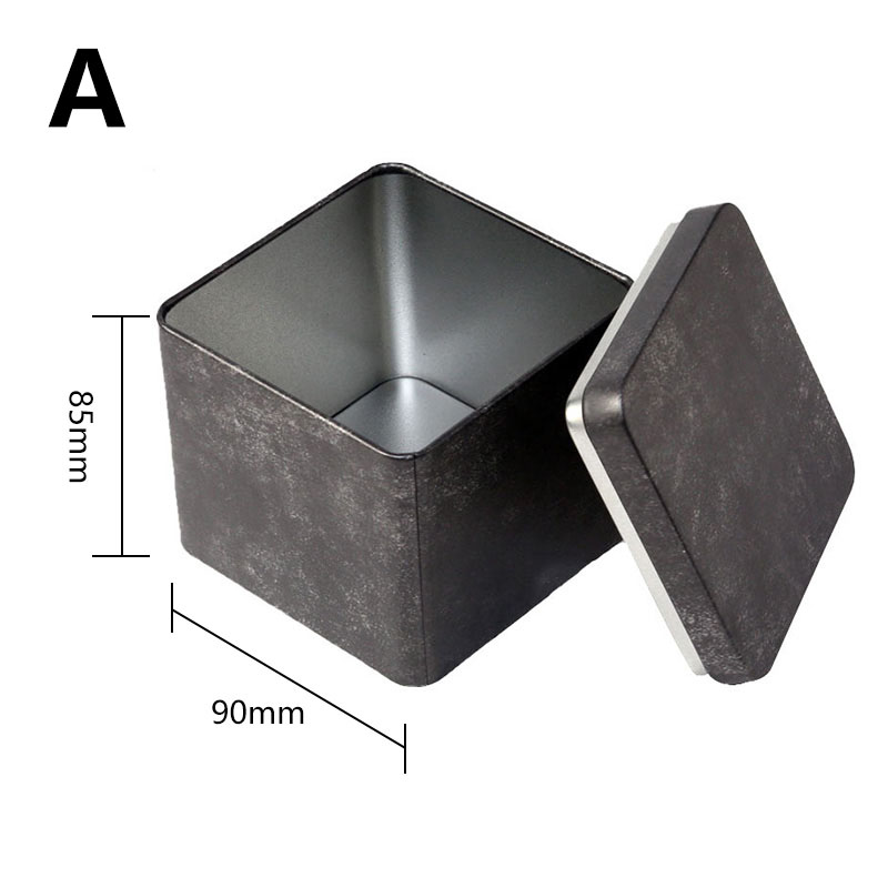 Caja de lata vacía, tarros de Metal, caja de hierro para té, galletas, contenedor de dulces, organizador cuadrado de Chocolate: A