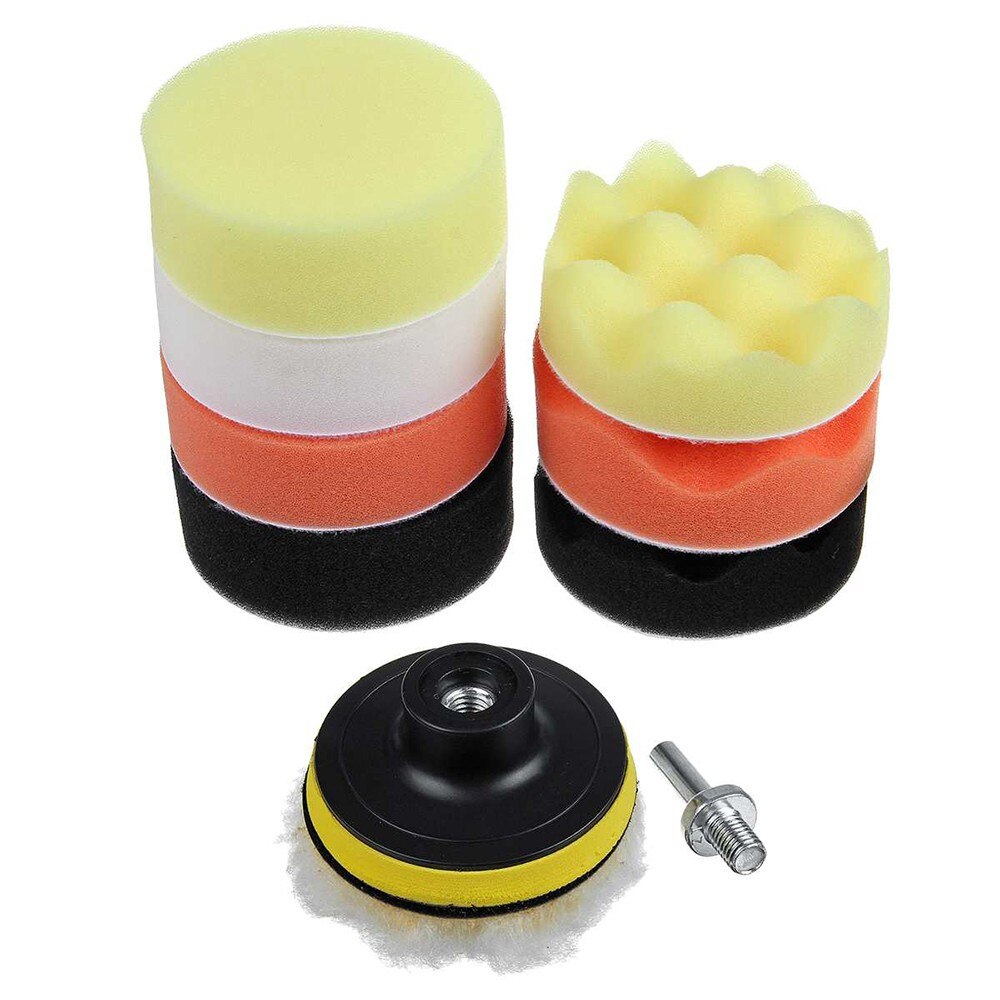 3''4''5''6''7'' 10 sztuk tarcza polerska zestaw nici ścierne gąbka polerowanie samochodów zestaw nakładek robić polerowania samochodu wiertarka adapter akcesoria samochodowe