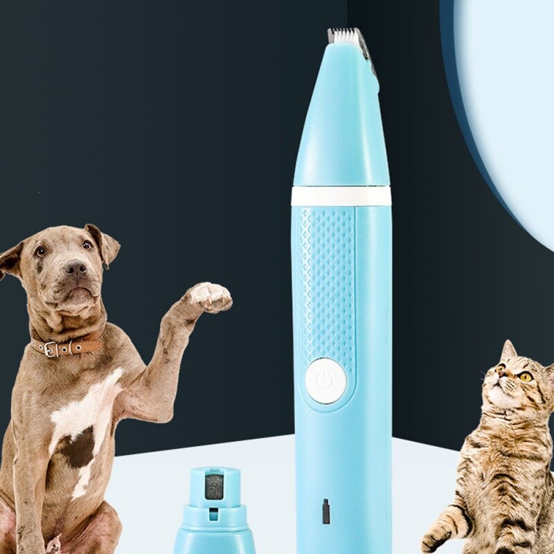 2in1 Pet Grooming Machine Hond Kat Tondeuse Usb Oplaadbare Clippers Nail Slijpen Haar Trimmer Voet Haar