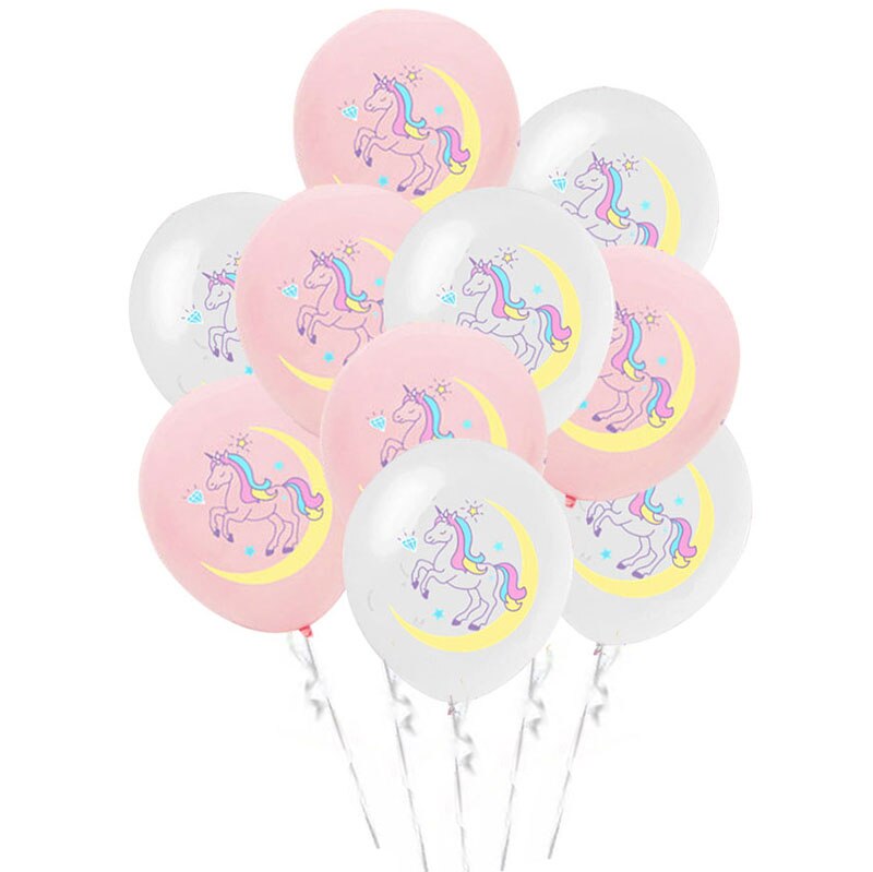 10 stk / parti enhjørning latex ballon piger fødselsdag baby shower konfetti helium balloner hest fødselsdag dåb fest dekoration forsyninger: 10 stk sæt f