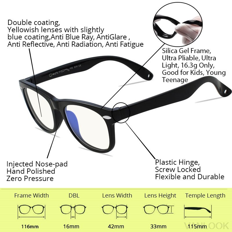 Silica Gel Kids Screen Glasses Gaming Blue Light Blocking Protective Computer for Boys Girls Child Kacamata Anti Radiasi