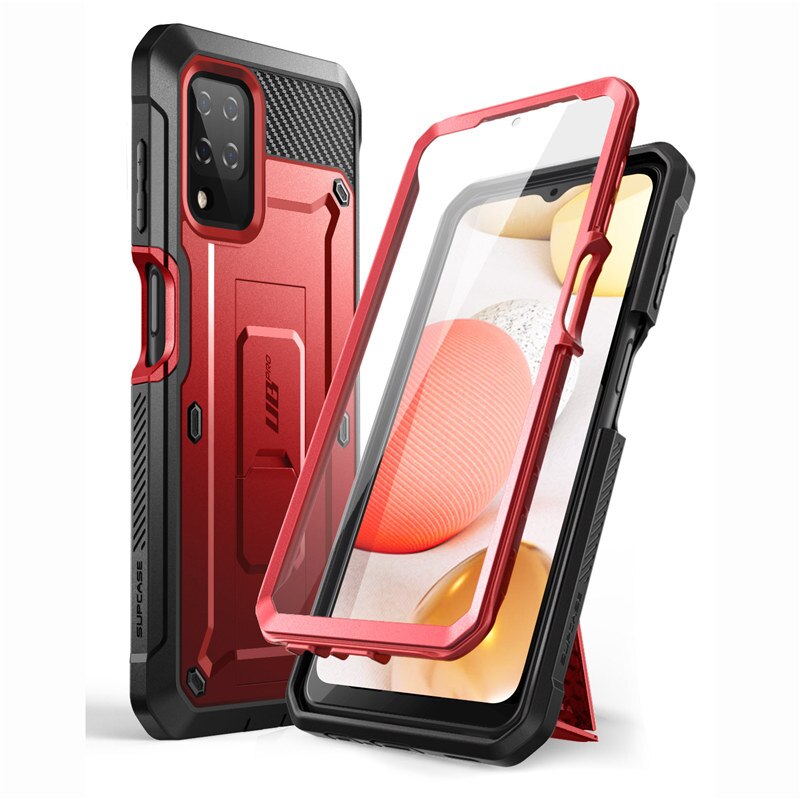 Supcase Voor Samsung Galaxy A12 Case Release) ub Pro Full-Body Robuuste Holster Case Cover Met Ingebouwde Screen Protector: Red