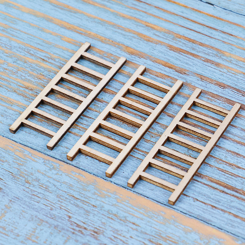 3 PCS/lot 1:12 Dollhouse Miniature Fairy Garden Decor Dollhouse Miniature Wood Step Ladder Furniture Tools