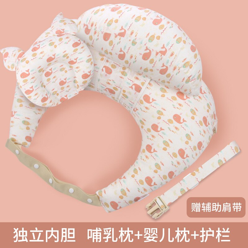 Coussins d&#39;allaitement pour bébé, housse lavable, multifonction, ajustable, pour nourrissons: Pink whale 4