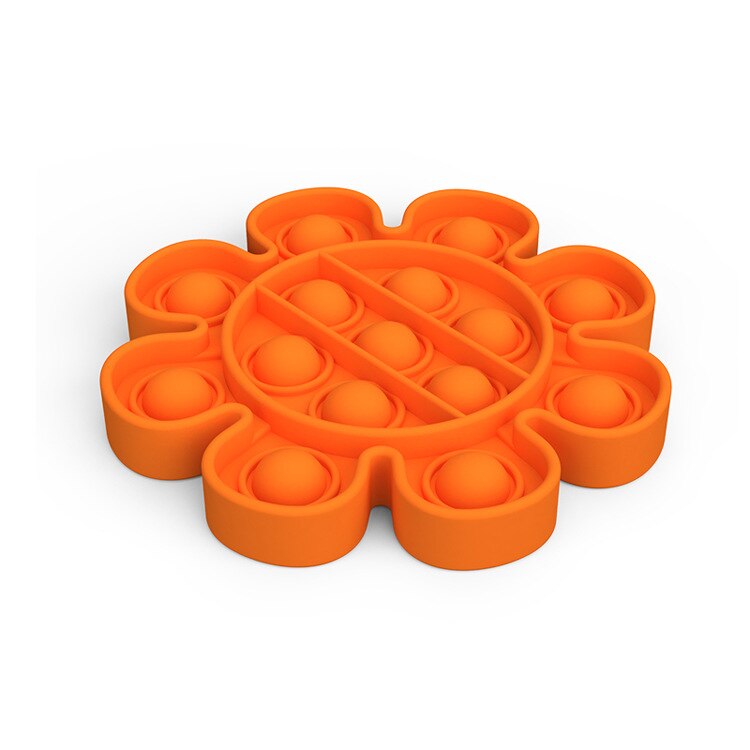 Silicone Push pop Poke pop Bubble Sensory Fidget Toy, Pop It Fidget Toy, Squeeze Sensory Toy, Reliever Stress: Flowers Orange