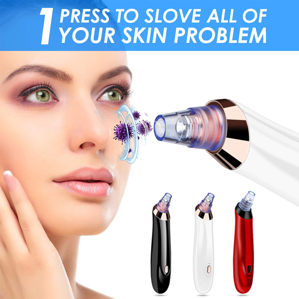 Blackhead remover Pore Vacuum 5 in 1 Blackhead Vacuum Tools Kit Electric Comedo Suction Device with 3 Adjustable Strength
