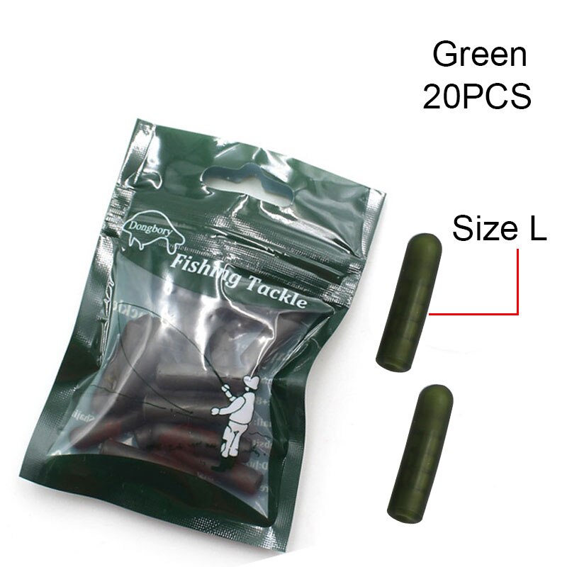 Perles d&#39;amortisseur de choc en caoutchouc pour pêcher la carpe,accessoires de pêche constitués de tampons de 12 à 25mm avec plateforme, 20 pièces,: 20PCSgreen size L