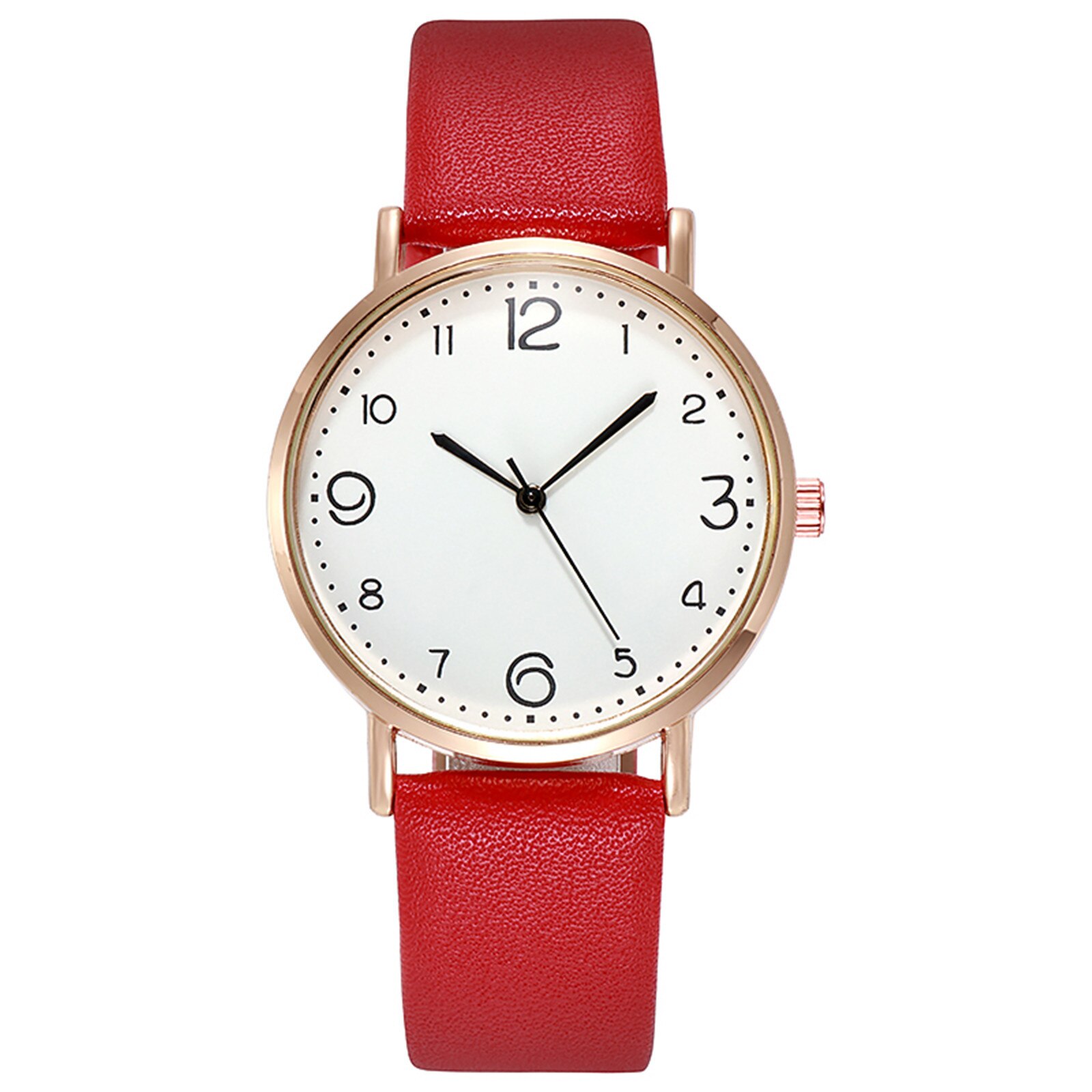 Reloj de cuarzo para mujer, correa de cuero PU, esfera negra, reloj de pulsera analógico, reloj de pulsera para mujer, relojes Reloj de cristal zegarek damski: D