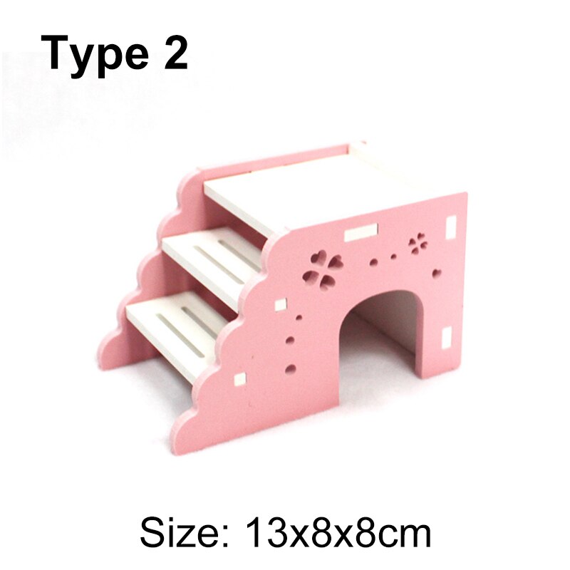 Mini cama de madera para casa de hámster, escalera de Chinchillas, nido de conejillo de indias para mascotas pequeñas, juguetes de jaula para mascotas pequeñas: 2