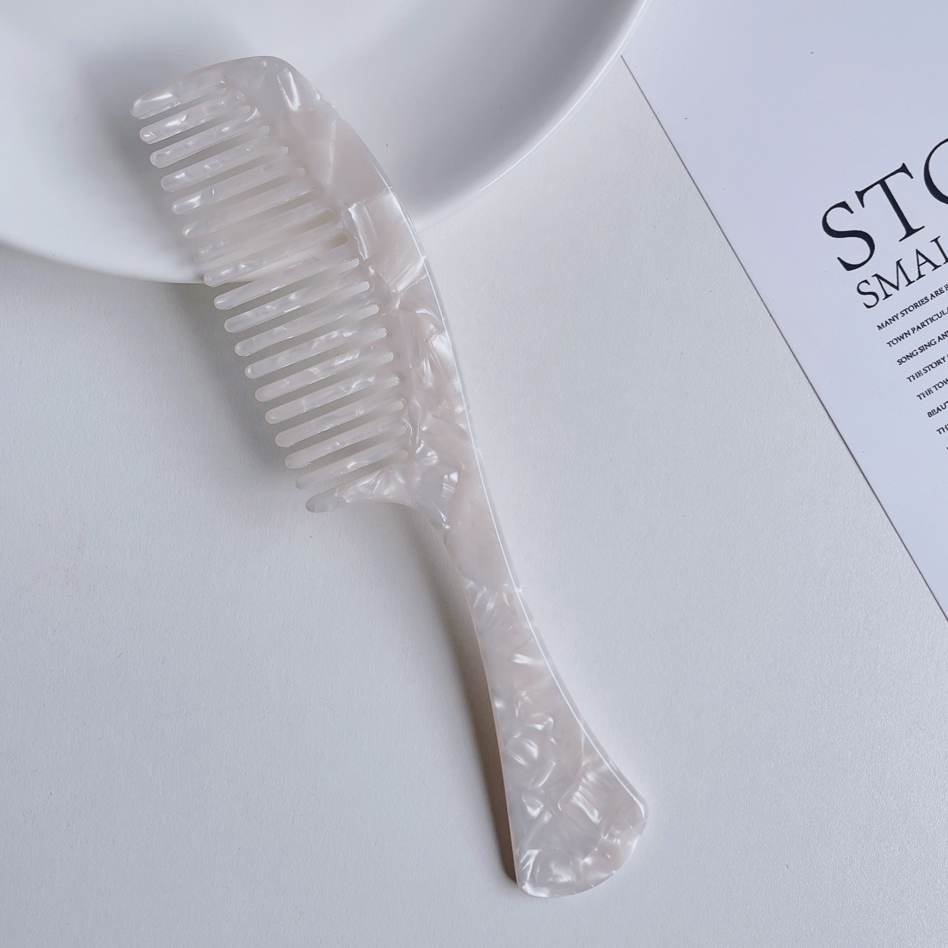 Peigne en acétate à double usage pour cheveux, accessoire de coiffure domestique rétro marbré, peigne antistatique à dents fermées: 6