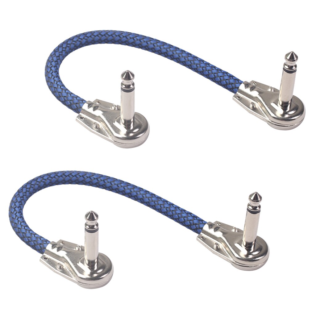Guitar Patch Cable Right Angle 20cm 6.35mm Plug Cables For Effect Blue