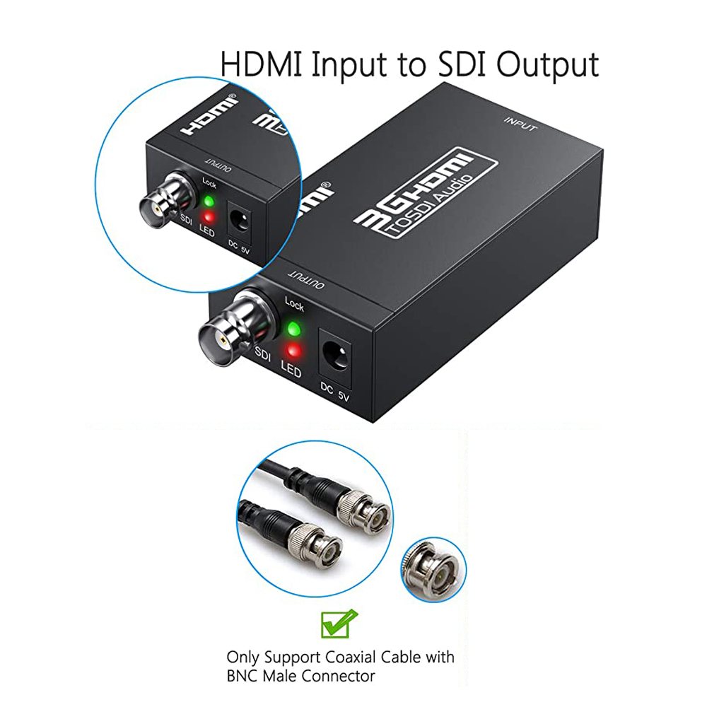 HDMI naar SDI-converter HD Video 1080P HDMI naar BNC SDI/HD-SDI/3G-SDI voor monitor HDTV