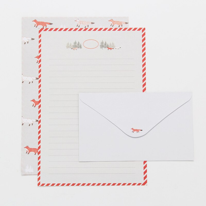 3 Envelope+6 Paper Letter Kawaii Flower Animal Letterhead Stationery School Office Supplies Children Envelope Wedding: Light Grey