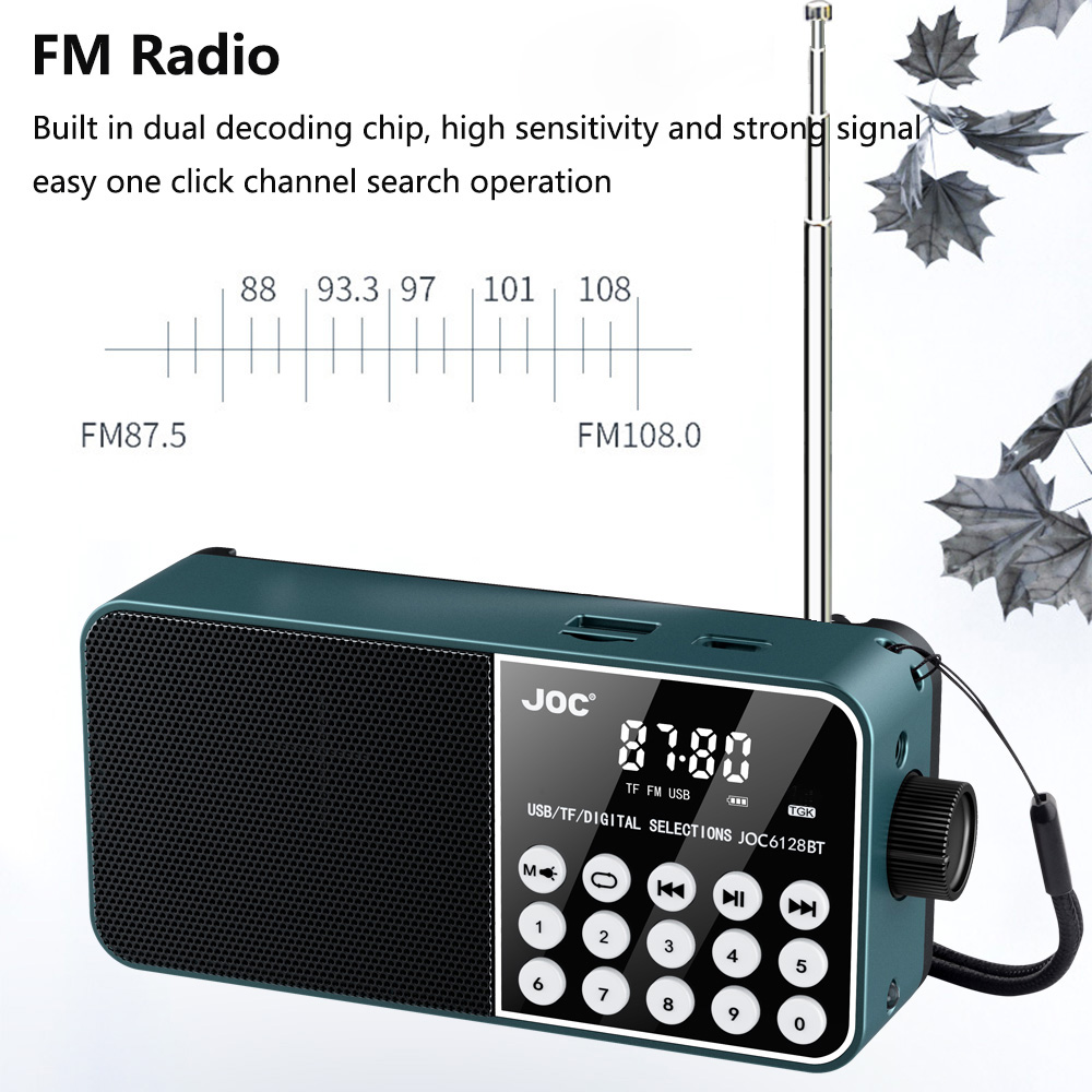 Kannettava fm-radio ladattava bluetooth-kaiutin usb tf  mp3 -soitin led-valaistuksella 3.5mm kuulokeliitäntää ulkokäyttöön tarkoitettu fm-radiovastaanotin