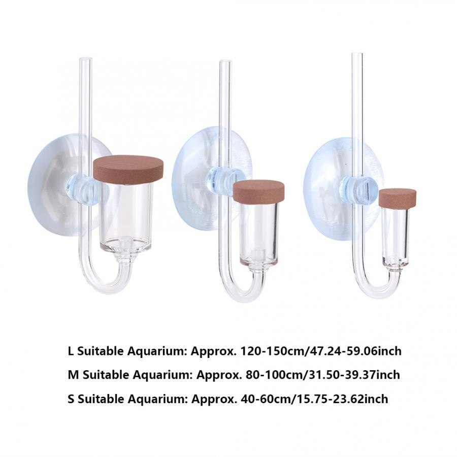 Aquarium CO2 Diffuser Glass Tank Bubble Atomizer with Ceramic Disc Suction Cups for Plants Nano Tank