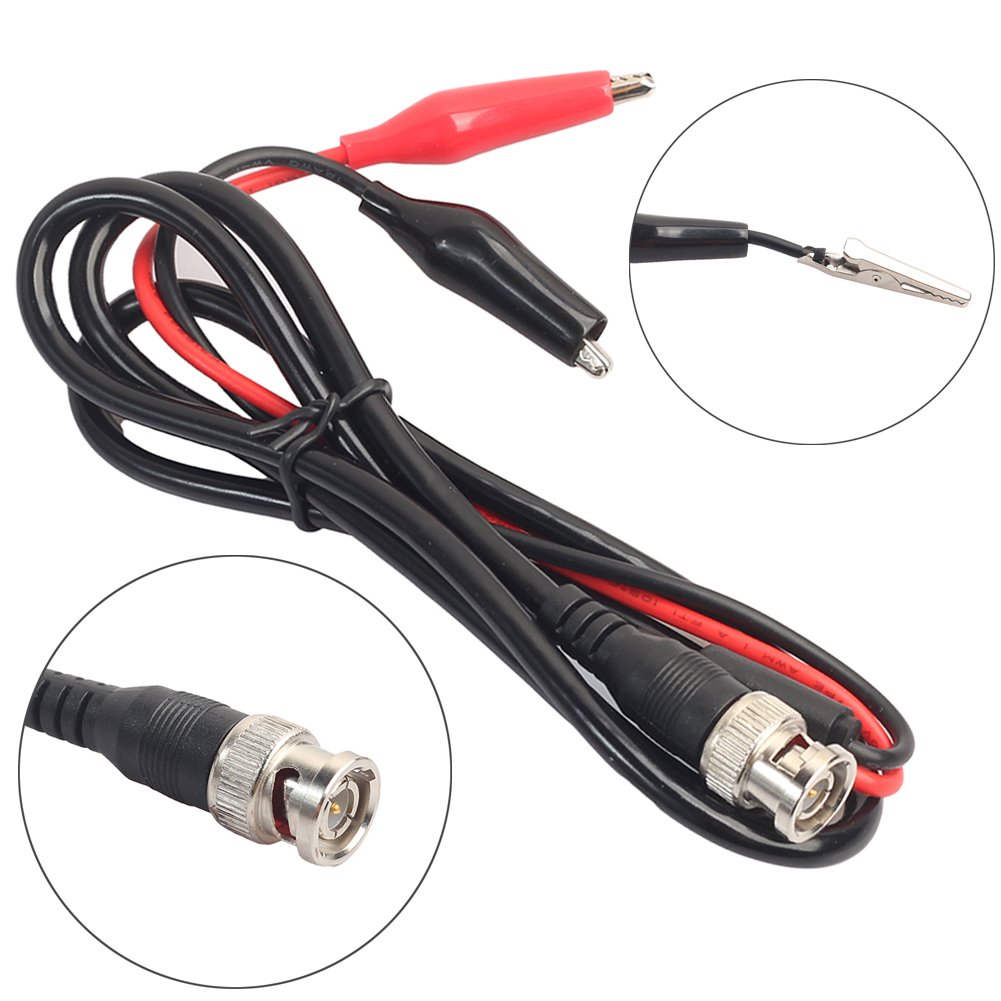 1m Digital Alligator Crocodile Clip Oscilloscope BNC Probe Test Leads 50 ohm Coaxial Q9 Male Plug to Dual Test Line Cble