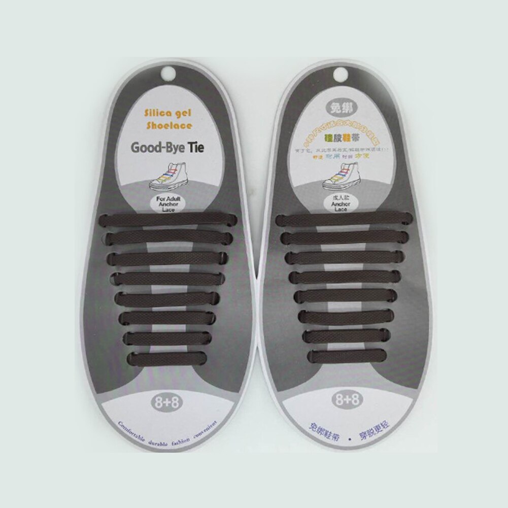 Silikone snørebånd elastisk uden bindesko snørebånd til børn og voksne snørebånd gummi zapatillas sneakers hurtige snørebånd tilbehør: Brun