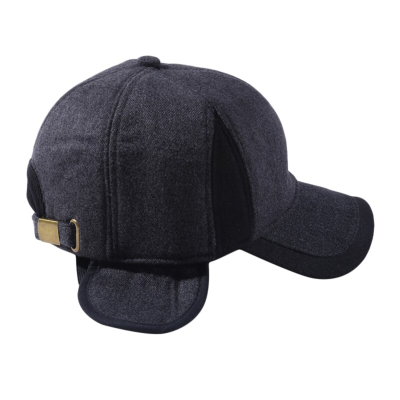 1pc Warm Mens Winter Wool Baseball Cap Ear Flaps Brand Snapback Hats Thicken Warm Fitted Cap Gorra Hombre Trucker Cap