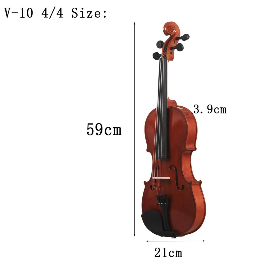 Full Size 4/4 Violin Natural Acoustic Solid Wood Violin Fiddle for Beginner with Case Rosin