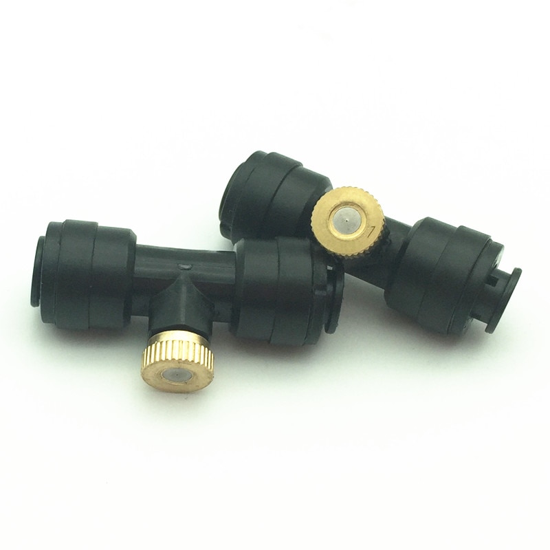 50 stuks 1/4 " lage druk messing sproeier met slip lok (snelkoppeling ) 10/24 " kunststof nevelsproeierfittingen)