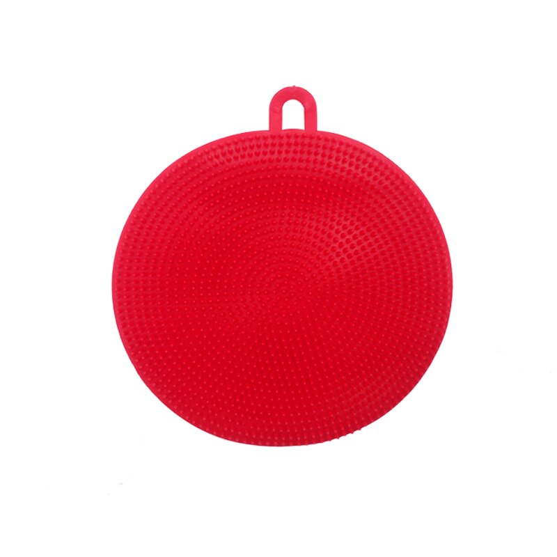 Plato de silicona lavador de esponja de frotar utensilio antibacteriano para limpieza de cocina, limpieza suave, cepillo utensilios de cocina antibacteriano: Red
