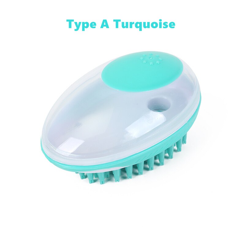 MMS 2in1 Pet Bath Massage Comb Shampoo Dispenser Shower Brush Silicone Multi Function Cleaning Grooming Cat Dog Remove Loose Fur: A Turquoise