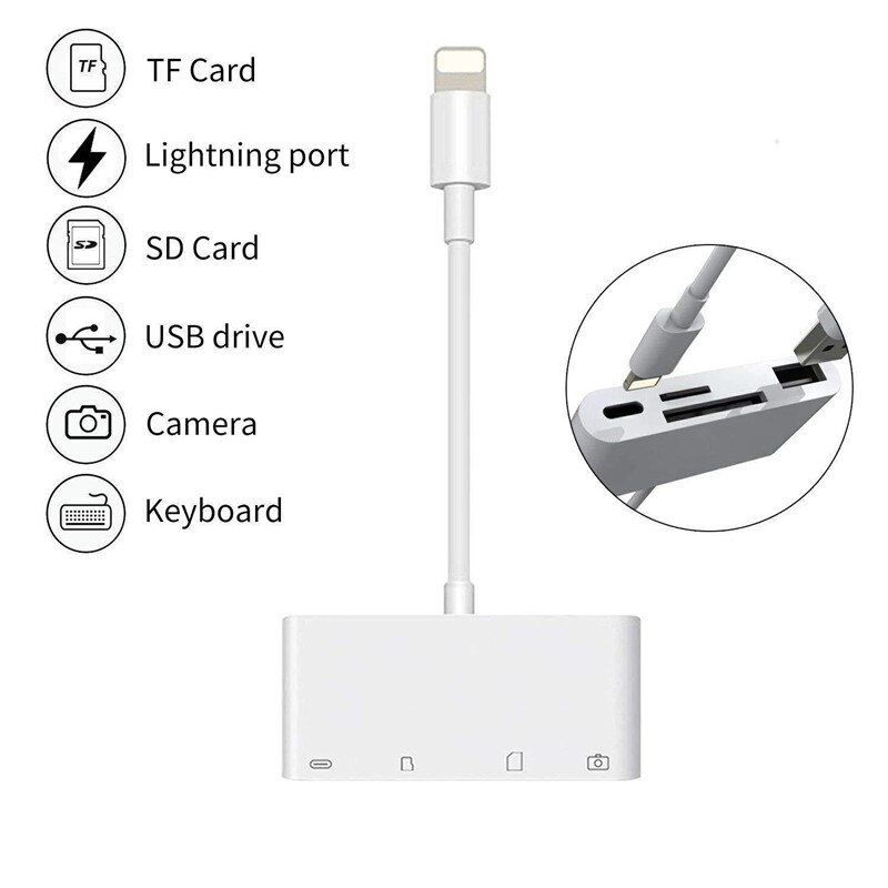 Lightning Naar Usb Camera Connection Kit 4 In 1 Sd/Tf Kaartlezer Otg Kabel Adapter Voor iphone 11 Pro Xs Max Xr 6 7
