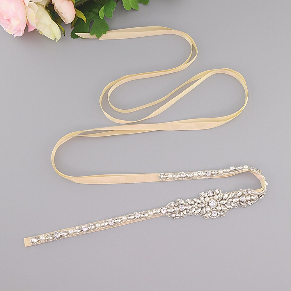 Zms 379 strass riem, trouwriem, bruidsriem, bruidsaccessoires, bruidsaccessoires, bruidsmeisjesriem, riem voor avondjurken: Champagne