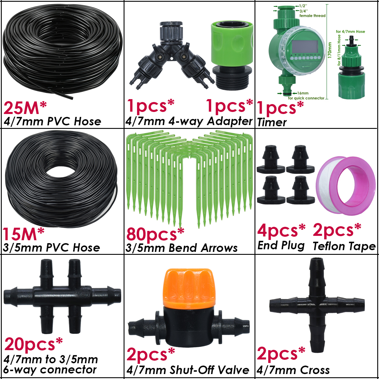 Sprüh gewächshaus automatische Bewässerung Garten Tropf bewässerungs System Bausatz 4/7mm bis 3/5mm Schlauch Pfeil Tropfer für Bonsai Topfpflanze