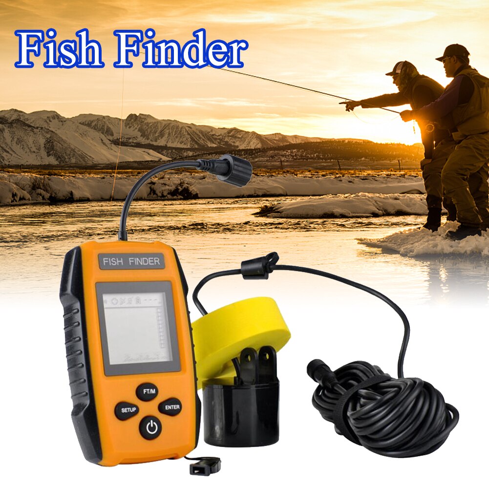 100m Outdoor Portable LCD Display Fish Finder Boat Alarm Tools Fishing Equipment Detection Transducer Lake Sonar Depth Sensor