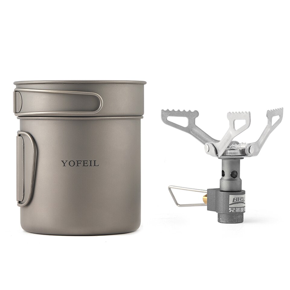 Camping Titanium Pot Outdoor Pot Marching BRS3000 Gas Stove Pure Titanium Tableware For Picnic Camping Cooking Set Hiking: CJ025B-HWLZ07B