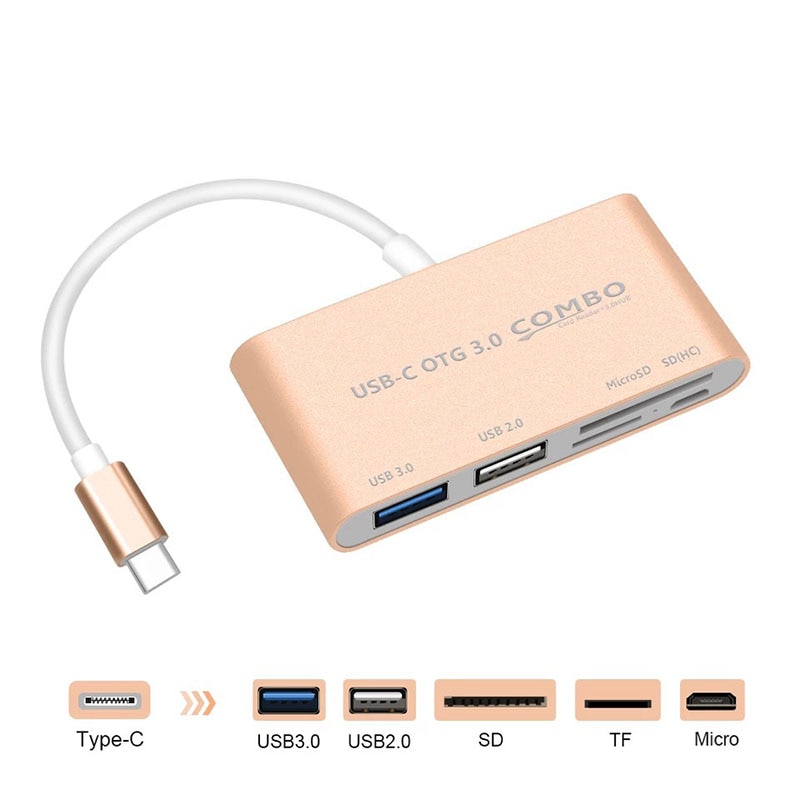 Type-C OTG Kabel Kaartlezer 5 in 1Multi-function Type C Splitter USB C Adapter SD/TF Card hoge Snelheid Lezen USB Apparaat Verbinding