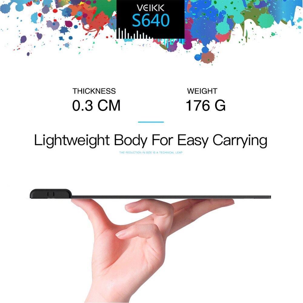 S640 graphic Pen tablet 6 x 4 inch Ultra Thin OSU Digital Drawing Tablet with Battery-Free Pen 8192 Levels Pressure