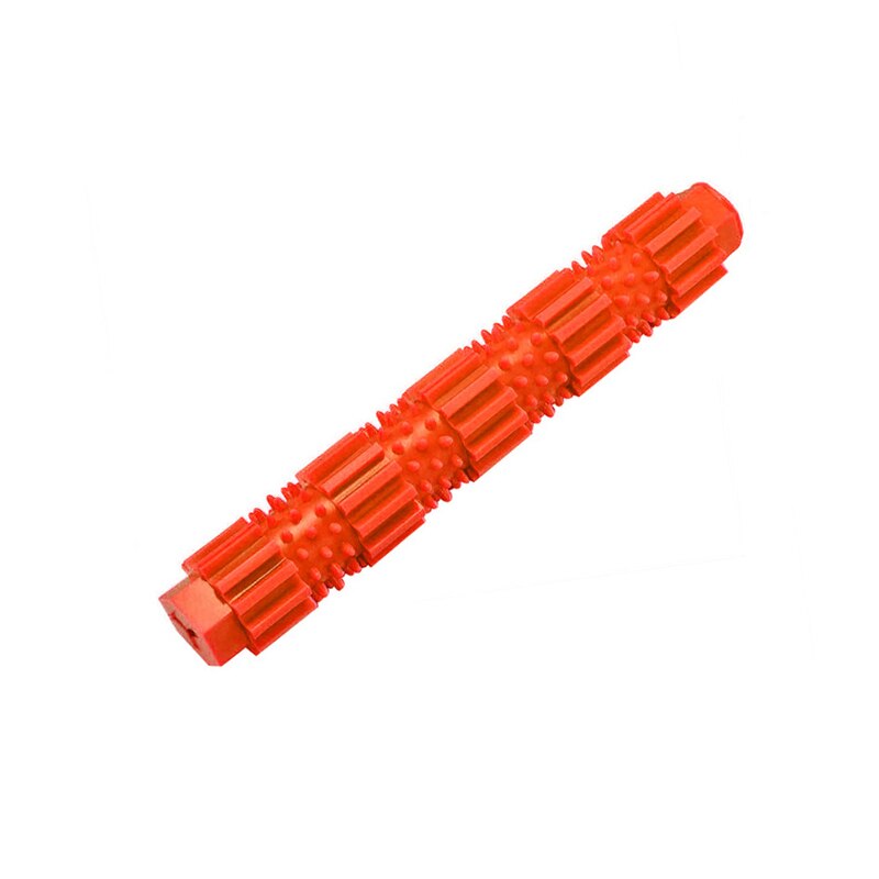 Goma de juguete para masticar para perros pequeños, juguetes de Limpieza de dientes para mascotas, mascarillas agresivas, juguetes dispensadores de comida para cachorros: 18cm-orange
