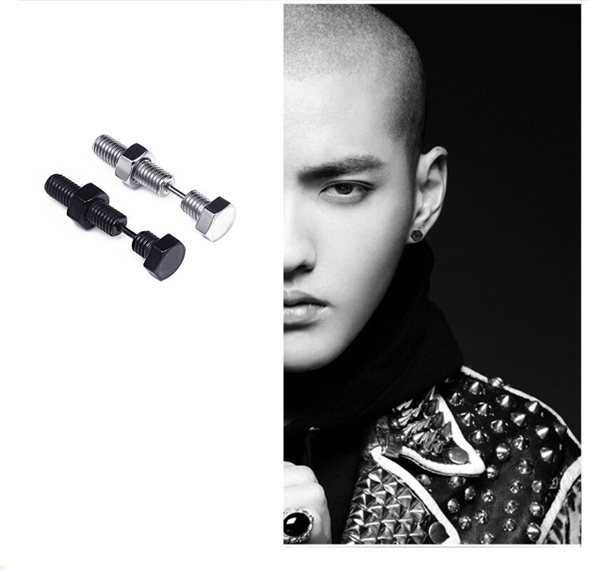 Piercing de acero inoxidable estilo gótico para hombre y mujer, aretes, Piercing, acero inoxidable, Punk, Rock, 2 piezas