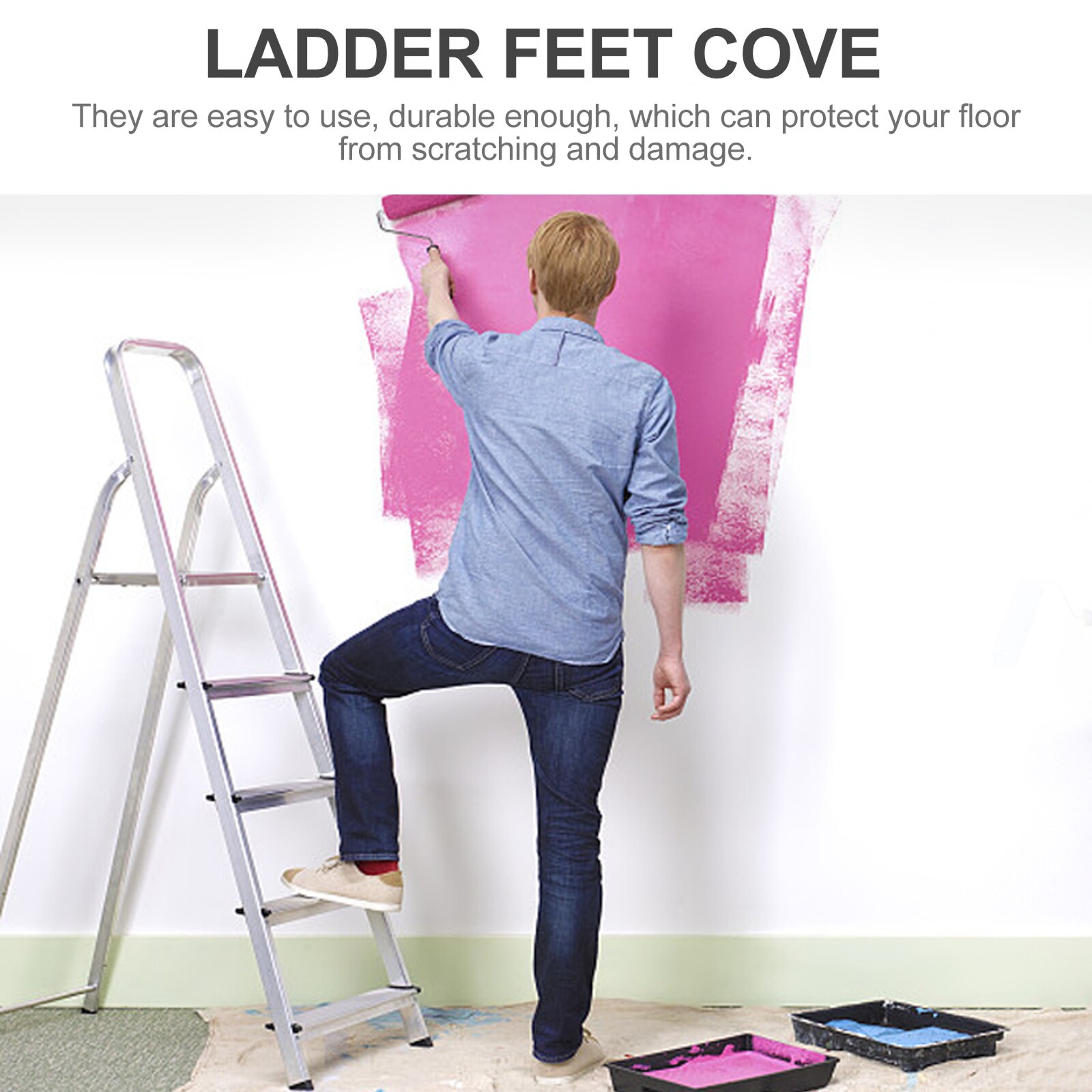 4pcs Folding Ladder Leg Covers Ladder Safety Non-slip Foot Pads Ladder Rubber Feet Cover Ladder Insulating Foot Sleeve