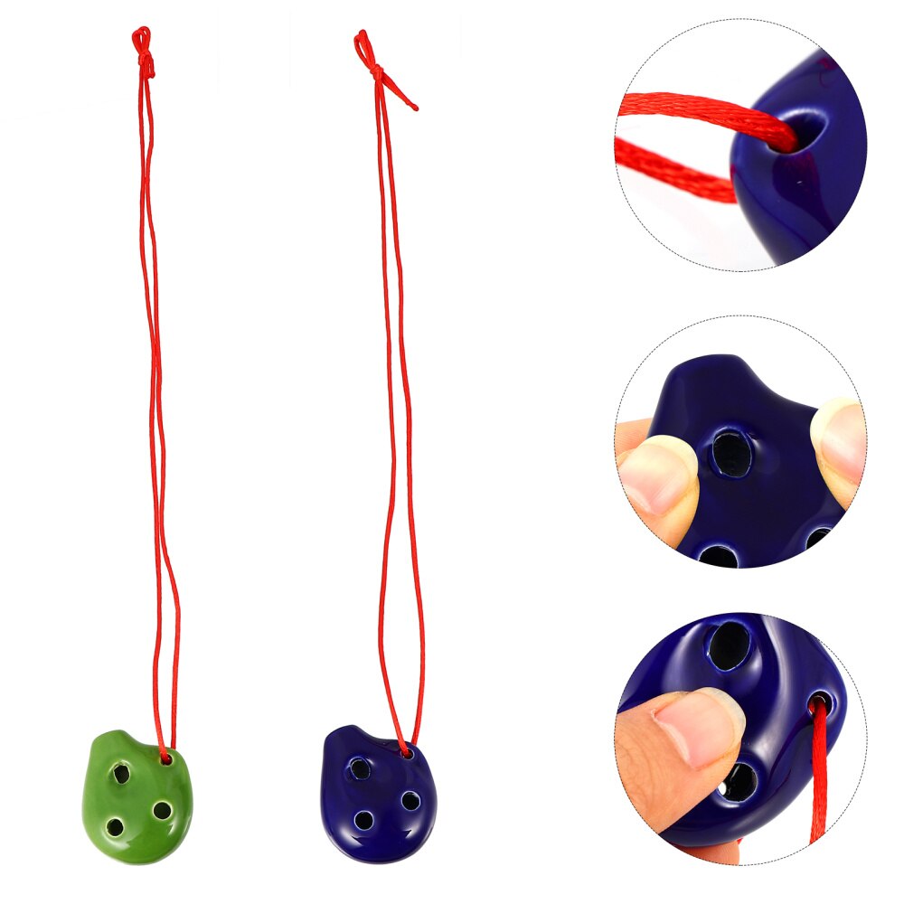 2 Pcs 6 Hole Ocarina Voor Kinderen Beginner Hand Schilderen Alto Ocarina: Default Title