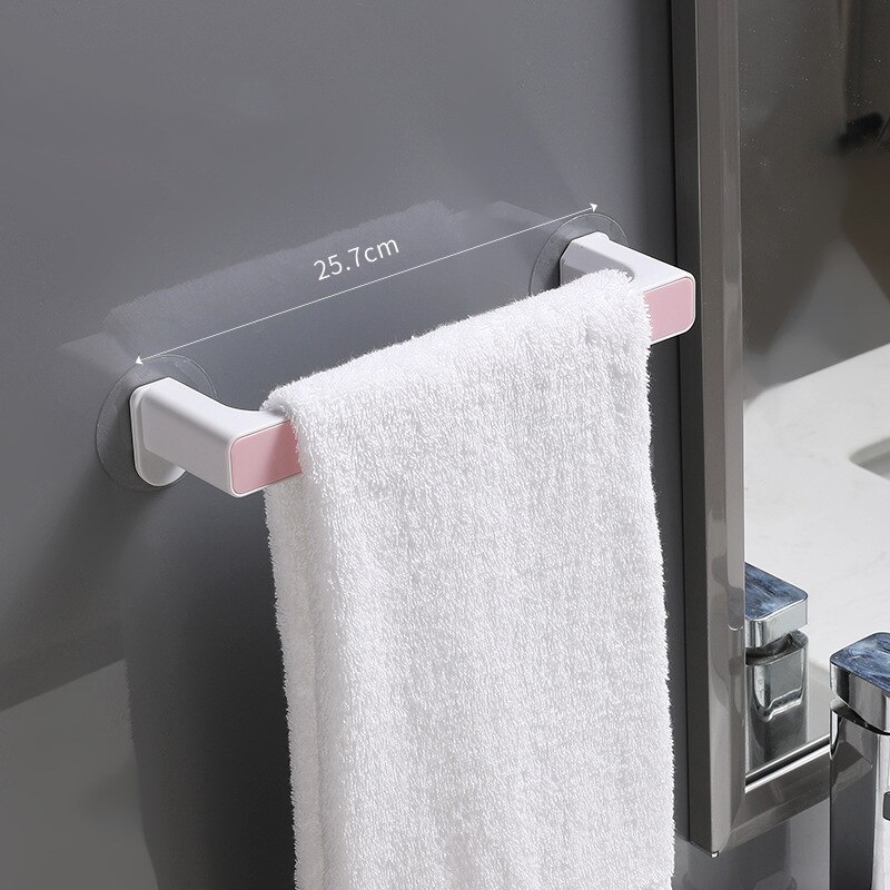 Selvklæbende håndklædeholder rack vægmonteret håndklædehænger badeværelse håndklædeholder hylde skoholder hængende badeværelse arrangør: S lyserød