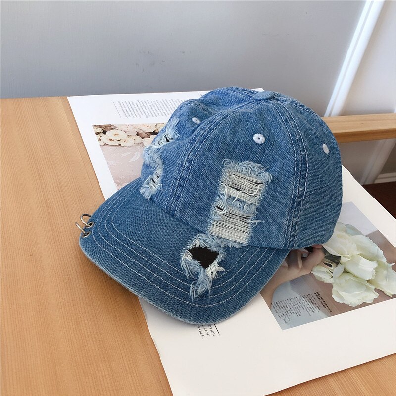 Vrouwen Punk Gewassen Katoen Ripped Sport Hoed Lente Mannen Vrouwelijke Casual Hip Hop Ring Verontruste Baseball Cap Snapback Hoeden