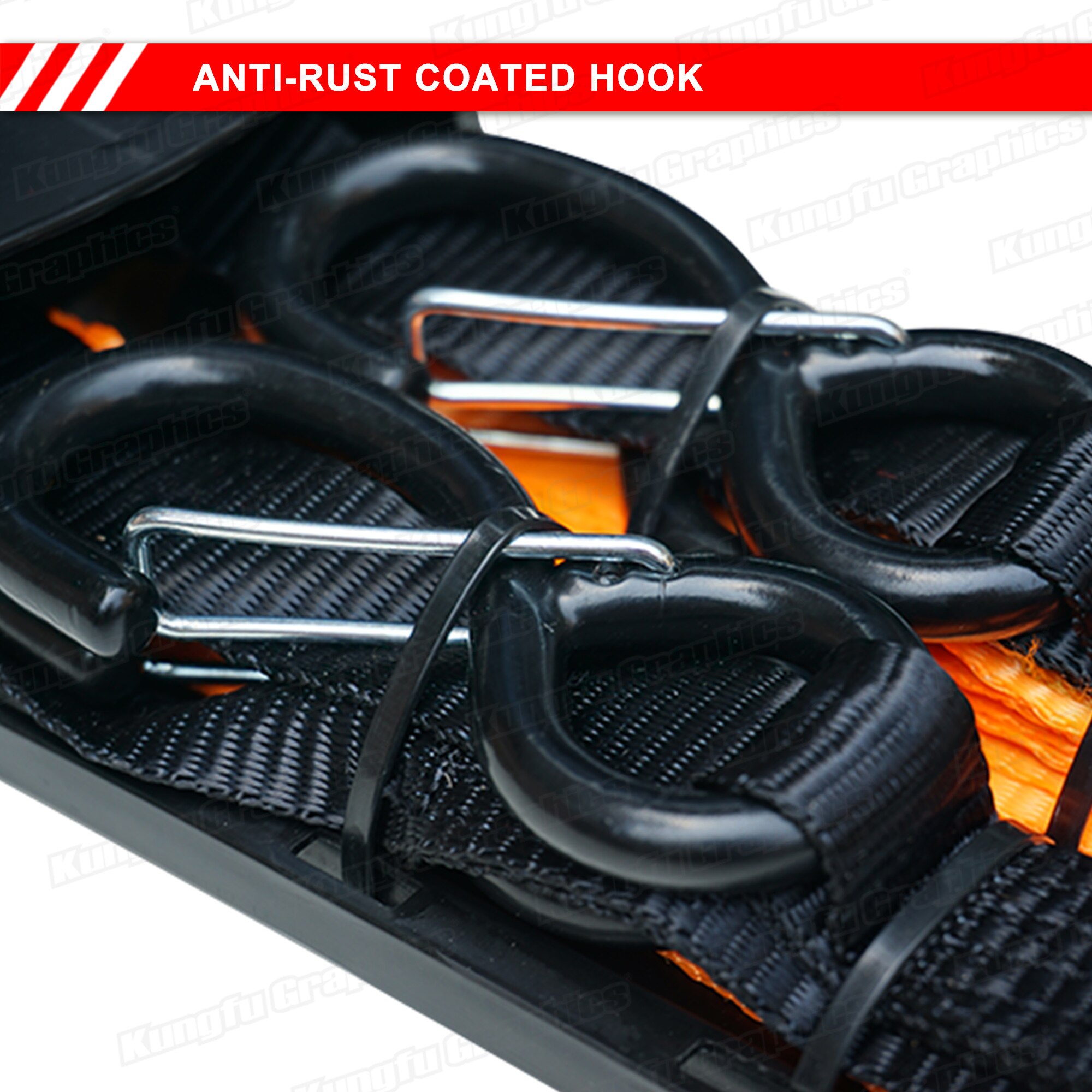 KUNGFU GRAPHICS Cam Buckle Tie Down Strap 1.8m for Motorcycle Bicycle ATV Quad Cargo Transport Lift Tow Pull Move Drag Rope Belt